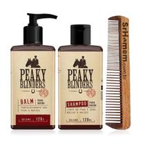 Kit Balm Shampoo Pente Duplo Para Barba Peaky Blinders Don Alcides