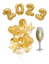 Kit Balões 2023 Dourado 32'' + Garrafa + Balões Ano Novo Kit Balões 2023 Dourado 32'' + Garrafa + Balões Ano Novo