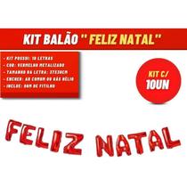 Kit Balões Balão Feliz Natal Metalizado Vermelho 37 Cm - Wincy Natal