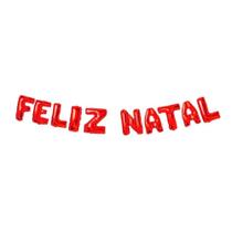 Kit Balões Balão Metalizado Vermelho De 37 Cm Feliz Natal Festivo Festa Eventos