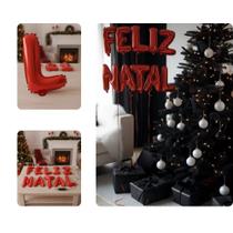 Kit Balões Balão Metalizado Vermelho De 37 Cm - Feliz Natal Kit Balões Balão Metalizado Vermelho De 37 Cm - Feliz Natal