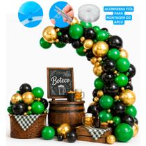 Kit Balões Boteco Dourado Verde Festa Aniversário 125 Un