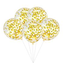 kit Balões Confete Bexigas Aniversários Festas Dourado - Festas & Decor