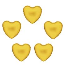 Kit Balões em forma de Coração Dourados para festas e ocasiões especiais 45 cm cada 5 Unidades