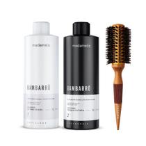 KIT BAMBARRÔ 1L + ESCOVA MADEIRA THERMAL METALLIC CERAMIC 65mm MADAMELIS