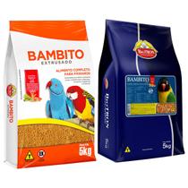 Kit Bambito Extrusado 5kg + Mix 5kg Semente Mistura Psitacídeo Ringneck Agapornis Calopsita Criador - Biotron Zootécnica