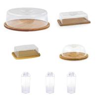 Kit Bambu Boleira + Porta Frios + Manteigueira + Queijeira + 3 Garrafas Kit Bambu Boleira + Porta Frios + Manteigueira + Queijeira + 3 Garrafas