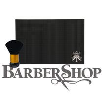 Kit bancada barbershop tapete G E pincel espanador de ombros - marco boni