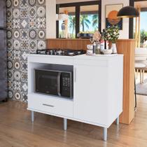 Kit Bancada Ilha para Cozinha Com Balcão Para Cooktop 1,05m 5 Bocas Turim