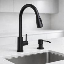 Kit Bancada Preta Fosca Torneira Monocomando com Dispenser Embutido Design Funcional para Uso Diário WESTING by BSMIX