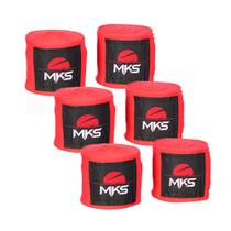 Kit Bandagem 2,55m Mks Combat com 3 Pares Vermelho Kit Bandagem 2,55m Mks Combat com 3 Pares Vermelho