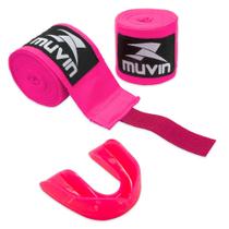 Kit Bandagem Elástica 3 Metros + Protetor Bucal Muvin - Proteção Mão Boca Punho - Luta Boxe MMA Muay Thai Artes Marciais