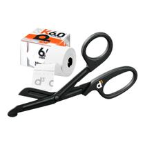 Kit Bandagem Elástica Hipoalergênica D3 Tape K6 Kinesiology + Tesoura Ponta Romba