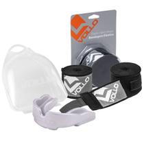 Kit Bandagem Elástica Preta + Protetor Bucal Boxe Vollo
