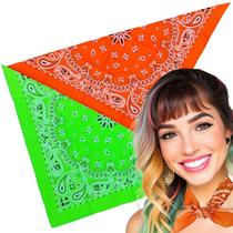 Kit Bandana Neon Lenço Cabeça Cropped Multiuso - 2 Unidades Sortidas