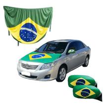 Kit Bandeira Brasil Capo E Retrovisor Carro Copa Do Mundo