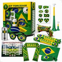 Kit Bandeira Brasil Copa Do Mundo Kit Torcida 11 Peças Premium Com Corneta Óculos Tabela E Acessórios