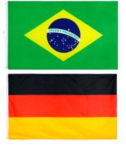 Kit Bandeira Do Brasil + Bandeira Alemanha Dupla Face 150 X 90 Cm