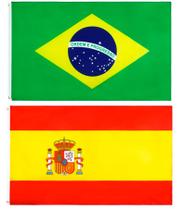 Kit Bandeira Do Brasil + Bandeira Da Espanha 1,50 X 0,90 Mts