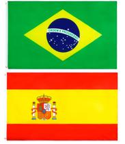 Kit Bandeira Do Brasil + Bandeira Da Espanha Dupla Face 150 X 90 Cm