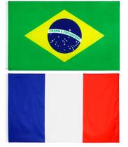 Kit Bandeira Do Brasil + Bandeira Da França 1,50 X 0,90 Mts - EB