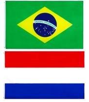 Kit Bandeira Do Brasil + Bandeira Da Holanda 1,50 X 0,90 Mts