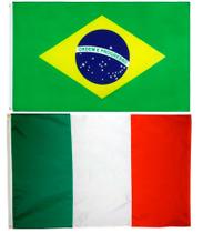 Kit Bandeira Do Brasil + Bandeira Da Itália 1,50 X 0,90 Mts