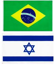 Kit Bandeira Do Brasil + Bandeira De Israel 1,50 X 0,90 Mts
