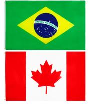 Kit Bandeira Do Brasil + Bandeira Do Canadá 1,50 X 0,90 Mts