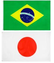 Kit Bandeira Do Brasil + Bandeira Do Japão 1,50 X 0,90 Mts - EB