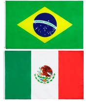 Kit Bandeira Do Brasil + Bandeira Do México Dupla Face 150 X 90 Cm
