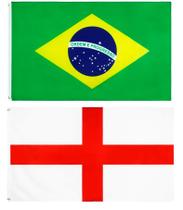 Kit Bandeira Do Brasil + Bandeira Inglaterra 1,50 X 0,90 Mts