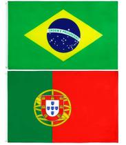 Kit Bandeira Do Brasil + Bandeira Portugal 1,50 X 0,90 Mts - EB