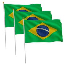 Kit Bandeira do Brasil Copa Grande de Mão com Aste 60x90cm