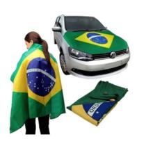 Kit Bandeira e Capa para Capo De Carro Brasil Copa Do Mundo