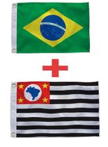 Kit Bandeira São Paulo + Bandeira Do Brasil (0,90 X 0,60 Cm)