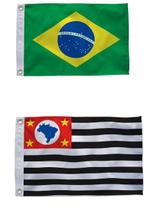 Kit Bandeira São Paulo + Bandeira Do Brasil (0,90 X 0,60 Cm)
