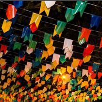 Kit Bandeirinha Festa Junina 300mts Plastica Bandeirolas Arraial São João Evento Escolar Quadrilha Dança