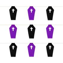 Kit Bandeirinha Halloween Caixão Pretoroxo 10 Pacotes 5