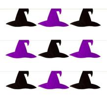 Kit Bandeirinha Halloween Chapéu Bruxa Preto E Roxo 10
