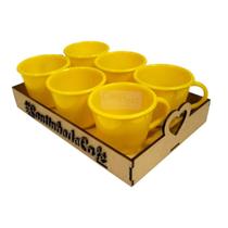 Kit Bandeja c/6 Xícaras Cantinho do Café.