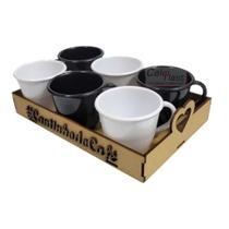 Kit Bandeja c/6 Xícaras Cantinho do Café. Kit Bandeja c/6 Xícaras Cantinho do Café.