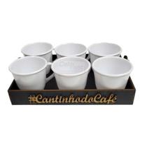 Kit Bandeja c/6 Xícaras Cantinho do Café. Kit Bandeja c/6 Xícaras Cantinho do Café.