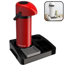 Kit Bandeja Café Organizadora Cantinho do Café + Garrafa Térmica 1L Verona Porta Garrafa Servire 1
