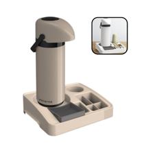 Kit Bandeja Café Organizadora + Garrafa Térmica 1 Litro Bege Unitermi