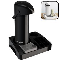 Kit Bandeja Café Organizadora + Garrafa Térmica 1L Verona Cantinho Café Porta Copo Sachê Servire 1