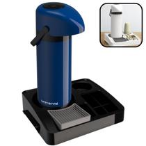 Kit Bandeja Café Organizadora + Garrafa Térmica 1L Verona Cantinho Café Porta Copo Sachê Servire 1