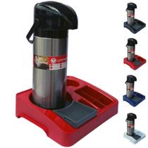 Kit Bandeja Café Organizadora + Garrafa Térmica 1L Verona Inox Unitermi Servire 1 Porta Garrafa Chá