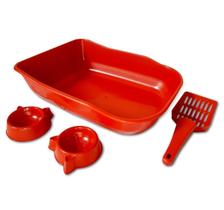 Kit Bandeja Caixa De Areia Gatos Single Vermelho Durapets Kit Bandeja Caixa De Areia Gatos Single Vermelho Durapets