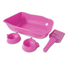 Kit Bandeja Caixa De Areia Para Gatos Single Rosa Durapets Kit Bandeja Caixa De Areia Para Gatos Single Rosa Durapets